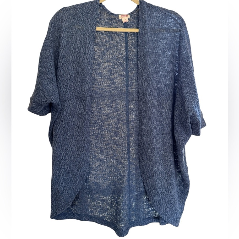 Mossimo Supply Co. Textured Blue Short Sleeve Cardigan Sweater XS